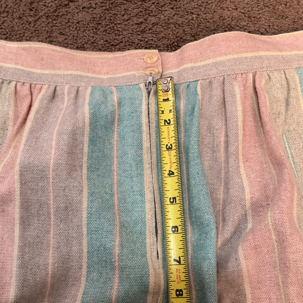 Vintage Wool blend Skirt-Pastel Striped-Pleated Detail-Button/Zipper Back-EUC - Picture 8 of 13